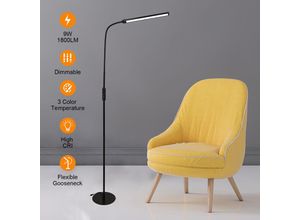 0726503386105 - Hengda Stehlampe Büro Flexibler Hals LED Dimmbar Wohnzimmer Leselampe Standleuchte Büro - schwarz