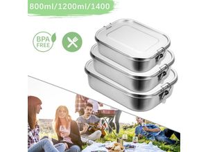 0726503388352 - Hengda - vingo 800ml+1400ml Brotdose Metall Brotdose Thermobehälter Lunchbox bpa frei Edelstahl