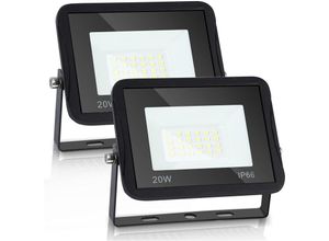 0726503415997 - 2X led Fluter Flutlicht Strahler 20W Scheinwerfer Baustrahler Außen Lampe IP65 Kaltweiß - Vingo