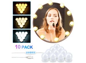 0726503417243 - Led Spiegelleuchte Spiegelleuchten diy Lampe usb Makeup Licht Dimmbar 10 led 360° Beleuchtung - Vingo