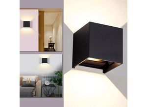 0726503428706 - Vingo - led Wandleuchte Wandleuchten IP65 Wohnzimmer Flurlampe Treppen Wandlampe Außen Deko 12W Schwarz Warmweiß - Schwarz