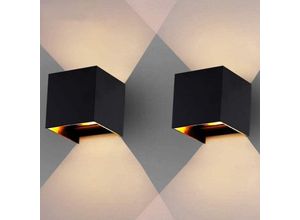 0726503428782 - Vingo - led Wandleuchte Wandleuchten IP65 Wohnzimmer Flurlampe Treppen Wandlampe Außen Deko 12W Schwarz Warmweiß 2 Stück - Schwarz