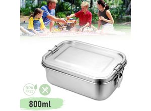 0726503434349 - Edelstahl Brotdose auslaufsicher Lunchbox Metall Dichte Bento Box Fassungsvermögen mit Fächern für Wandern Reisen Arbeit Schulkinder und Erwachsen