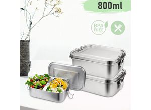 0726503434370 - Vingo - 2x 800ml Brotdose Metall Brotdose Thermobehälter Lunchbox bpa frei Edelstahl