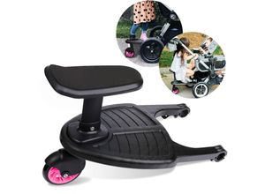 0726503436480 - Swanew - Hilfspedal Kinderroller für Kinderwagen Buggy Board Bis 25kg Sitz abnehmbar und montierbar Kinderwagen - Rosa