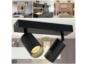 0726503438453 - Deckenleuchte Deckenleuchten led Deckenstrahler silber Decken-Strahler Drehbar Flur 2-flammig - Schwarz - Swanew