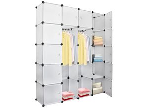 0726503604438 - Hengda - Kleiderschrank Steckregal mit Türen 20 Fächern Regalsystem Kleiderschrank Garderobe diy 180 x 142 x 37 cm