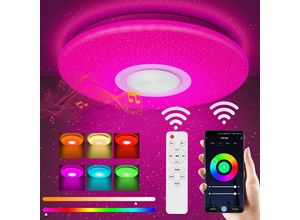 0726503685390 - Swanew - Led Deckenleuchte Dimmbar 36W Farbwechsel mit Bluetooth Lautsprecher  Fernbedienung und APP-Steuerung rgb Farbwechsel Sternenhimmel Lampe