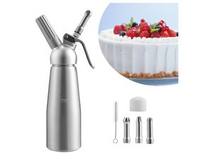 0726503685475 - SWANEW Edelstahl Sahnespender 500ml Sahnesyphon mit 3 Edelstahl Deko-Düsen Rostfrei Schlagsahne Dispenser Für Desserts Gebäck Sahne Soßen und mehr