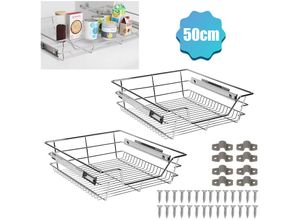 0726503802483 - Hengda 2x 50cm Küchenschublade Schubladen Drahtkorb TeleskopSchublade Ablagen Schrankauszug