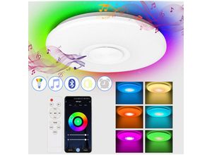 0726503901353 - Hengda - 36W led Deckenleuchten mit Bluetooth-Lautsprecher Smartphone app dimmbare Musik rgb Farbtemperatur einstellbar Deckenlampe Sternenlicht