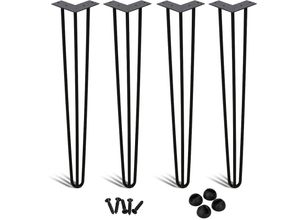 0726504012645 - Swanew - 4 Stück tischbeine metall schwarz Tischkufen Haarnadel Tischbein 12 mm Hairpin Legs aus Stahl 3-Stange Bein 35 cm