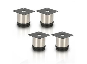 0726504014878 - 4er Set Möbelfüße Sockelfuß Tischfuß Möbel EdelstahlHöhe 50 mm Durchmesser 40 mm Höhenverstellung 15 mm - Swanew