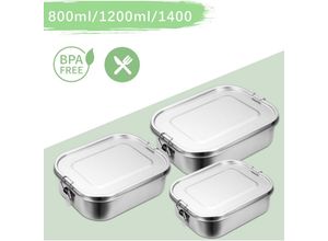 0726504016032 - Swanew - 800ml+1400ml Brotdose Metall Brotdose Thermobehälter Lunchbox bpa frei Edelstahl