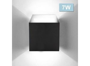 0726504019361 - SWANEW LED Wandlampe Außen Wandleuchte Modern Wandleuchten Wasserdicht Treppen Eingangsflur Lampe Square Up down Light Deko 7W Schwarz Kaltweiß