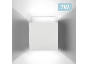 0726504019408 - Swanew - led Wandlampe Außen Wandleuchte Modern Wandleuchten Wasserdicht Treppen Eingangsflur Lampe Square Up down Light Deko 7W Weiß Kaltweiß