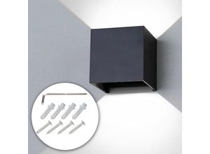 0726504036207 - Led Wandleuchte Wandleuchten IP65 Wohnzimmer Flurlampe Treppen Wandlampe Außen Deko 7W Schwarz Kaltweiß - Schwarz - Swanew