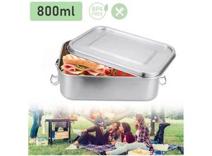 0726504171281 - 800-1400ml Brotdose ohne Plastik bpa frei brotdose edelstahl Edelstahl Lunchbox800ml - Silber - Hengda