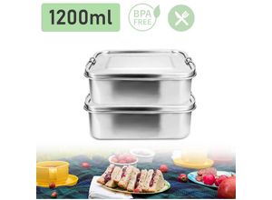 0726504171304 - 800-1400ml Brotdose ohne Plastik bpa frei brotdose edelstahl Edelstahl Lunchbox1200ml - Silber - Hengda