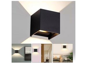 0726504381949 - Hengda - led Wandleuchte Wandleuchten IP65 Wohnzimmer Flurlampe Treppen Wandlampe Außen Deko 7W Schwarz Warmweiß - Schwarz