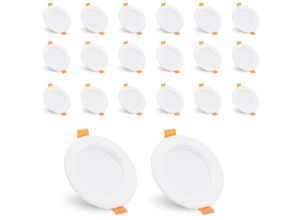 0726504477864 - 20er led Einbaustrahler Deckeneinbauleuchte Set Einbauleuchte Deckenleuchte Einbauspot Deckenspot IP44 400LM Warmweiß 5W Strahler - Weiß - Hengda