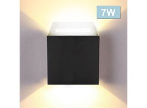 0726504527187 - Swanew - Applique Murale led extérieure moderne IP65 escalier hall dentrée lampe carré up down décoration lumineuse 7W noir blanc chaud