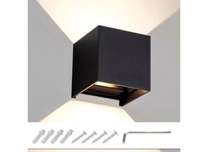 0726504527224 - SWANEW Applique murale LED IP65 Salon Lampe de couloir Escalier Lampe murale Déco Extérieur 7W Noir Blanc Chaud