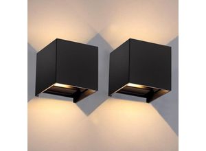 0726504527262 - Swanew - Applique murale led IP65 Salon Lampe de couloir Escalier Lampe murale Déco Extérieur 7W Noir Blanc Chaud 2 pièces