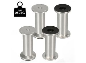 0726504537650 - 4er Set Möbelfüße Sockelfuß Tischfuß Möbel AluminiumHöhe200 mm Durchmesser 40 mm Höhenverstellung 15 mm - Swanew