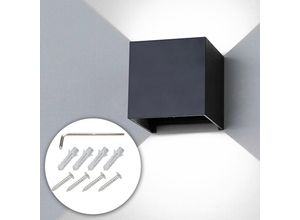 0726504539692 - Led Wandleuchte Wandbeleuchtung Deko IP65 Wandlampe Außen Treppen Innen 7W Schwarz Kaltweiß - Schwarz - Vingo