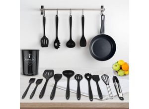 0726504541008 - Ustensile de Cuisine en Silicone avec Support Outils de Gadget Résistant à la Chaleur Antiadhésif Non Rayures sans bpa - 12 Pcs - Swanew