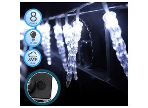 0726504593953 - Vingo - 40 led Eiszapfen Lichterketten Weihnachtsdeko Eisregen transparent LichterketteKaltweiß - Kaltweiß