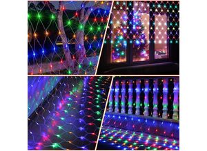 0726504594509 - Vingo - led Lichternetz Deko Lichtervorhang Lichterkette Hochzeit Lichterketten Fenster Beleuchtung 8 Modi IP44 für Weihnachten Party Außen Innen rgb