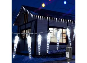 0726504595599 - Swanew - led Eiszapfen Eisregen Lichterkette Garten Deko Festlich Außenbereich 40 LEDs kaltweiß - Kaltweiß