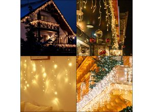 0726504595643 - 15m 400 led Eisregen Lichterketten Eiszapfen Weihnachtslichterkette Lampenkette lichtvorhang Party IP44 Aussen Innen Warmweiß - Swanew