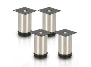 0726504704908 - SWANEW Lot de 4 pieds de meuble pied de table meuble inox hauteur  50 mm Diamètre  40 mm Réglage en hauteur  + 15 mm