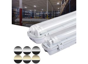 0726504866507 - Hengda - a++ led Feuchtraumleuchte Röhre 24w x 2 Plastik Wasserdicht mit 130° Abstrahlwinkel Weiß Ideale für Werkstatt Keller Garten 150cm