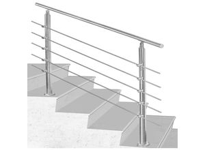 0726504879637 - Edelstahl-Handlauf Geländer für Treppen Brüstung Balkon mit ohne Querstreben (120cm 5 Querstreben) - Tolletour