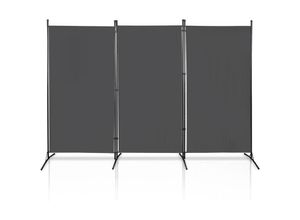 0726504888400 - Paravent Sichtschutzwand Raumteiler Stellwand Raumteiler Trennwand Sichtschutz 260x180cm grau 3 Trennwände flexibel verstellbar - gray - Hengda