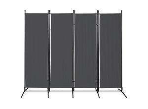 0726504888424 - Paravent Sichtschutzwand Raumteiler Stellwand Raumteiler Trennwand Sichtschutz 215x170cm grau 4 Trennwände flexibel verstellbar - gray - Hengda