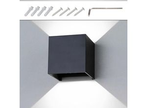 0726504918985 - Hengda - led Wandleuchte Wandbeleuchtung Deko IP65 Wandlampe Außen Treppen Innen 12W Schwarz Kaltweiß - Schwarz