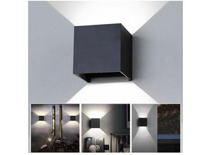 0726504921565 - Tolletour - led Wandleuchte Wandbeleuchtung Deko IP65 Wandlampe Außen Treppen Innen 7W Schwarz Kaltweiß - Schwarz