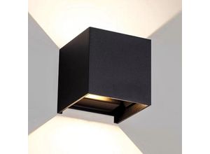 0726504927789 - Hengda - led Wandleuchte Wandbeleuchtung Deko IP65 Wandlampe Außen Treppen Innen 12W Schwarz Warmweiß - Schwarz