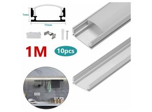 0726504946957 - Swanew - 10x 1m led profilé aluminium bande dangle bande bandes blanches rail aluminiumForme-U