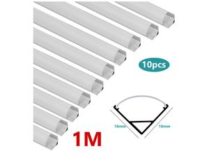 0726504946964 - Swanew - 10x1M Profilé Aluminium led Angle Anodisé Diffuseur laiteux pour Ruban Bande led Couvercle Blanc Opaque Forme en v