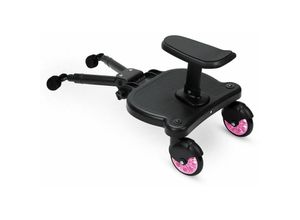 0726504951913 - TolleTour Buggy Board mit Sitz Kiddy Board Trittbrett Universal Stehbrett 360°Zweirad Design Kinderwagen Zubehör Hilfspedal Rosa