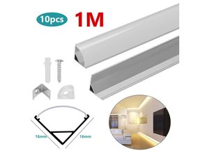 0726504953689 - Vingo - 10x1m led Aluminium Profil led Leiste Leiste Inner Alu Schiene ModelleV-form - Silber