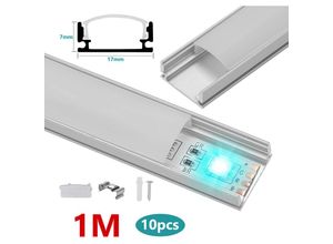 0726504953696 - 10x1m LED Aluminium Profil LED Leiste Leiste Inner Alu Schiene ModelleU-form - Silber 0726504953696 - 10x1m LED Aluminium Profil LED Leiste Leiste Inner Alu Schiene ModelleU-form - Silber