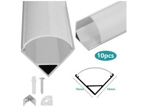 0726504953856 - Vingo - 10x1m led Aluminium Profil led Aluprofil Alu Schiene Leiste Inner Modelle für led Streifen Eloxiert Leuchte V-form - Silber