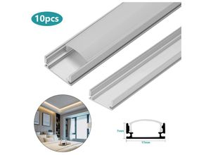 0726504953863 - 10x1m led Aluminium Profil led Aluprofil Alu Schiene Leiste Inner Modelle für led Streifen Eloxiert Leuchte U-form - Silber - Vingo